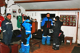 Suiting up for an Icelandic horse ride