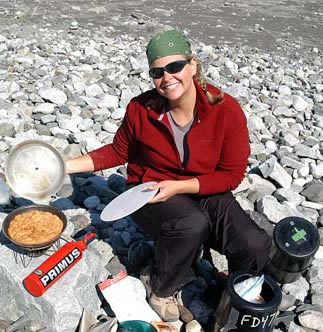 Fixing dinner on Glacier Bay