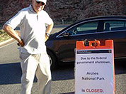 Arches Nat'l. Park closed sign