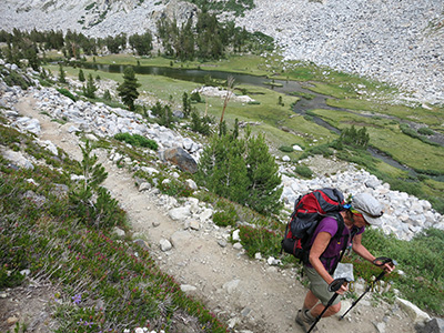 John Muir Trail, Joan Holliday climbing steep section