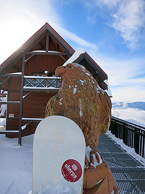 Kicking Horse carved eagle