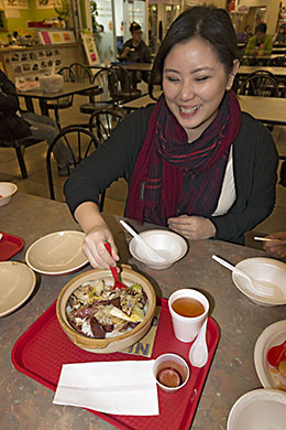 Enjoying clay pot rice special dish