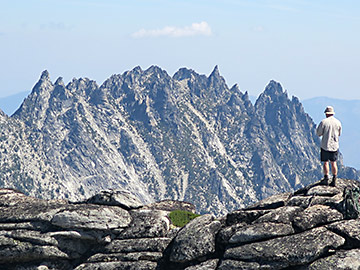 Enchantments, hiker atop Annapurna