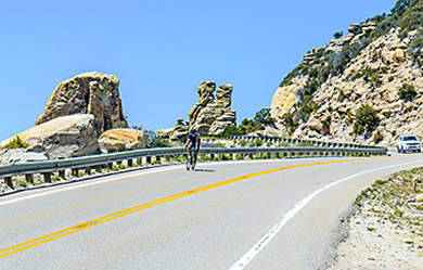 Bicyclist climbs road up Mt. Lemmon