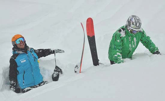 Whitewater skiers digging out