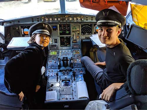 Erysse and Aren Elliott in the cockpit