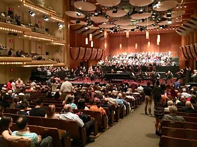 Mostly Mozart setup for the interior of Geffen Hall