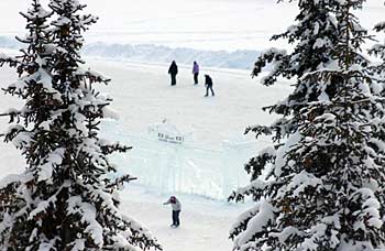 Ice skating on Lake Louise, Alberta