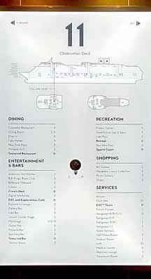 Screen showing deck plan of Nieuw Amstedam