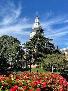 Trees and flowers fill Maryland’s State House park.