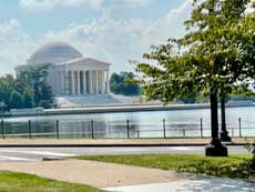 The Tidal Basin fronts the Jefferson Memorial