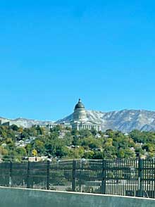 Mountains also backdrop the view of the State Capitol in Salt Lake City.