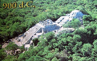 Poster of entire Structure II at Becán, Yucatan